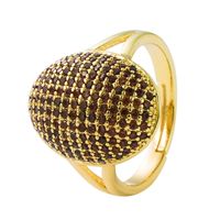 Europe And America Cross Border Copper-plated Gold Inlaid Zircon Geometric Oval Ring Hip Hop Unisex Open Big Diamond Finger Ring main image 6