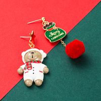 Christmas Series Alloy Resin Bear Gift Box Ball Earrings Wholesale Nihaojewelry main image 5