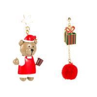 Christmas Series Alloy Resin Bear Gift Box Ball Earrings Wholesale Nihaojewelry main image 6
