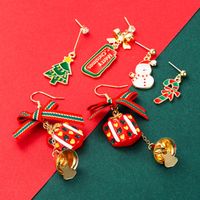 Christmas2021 Christmas Series Alloy Christmas Tree Bow Eardrops Earrings Female Ins Style Ear Rings main image 3