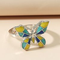 Cross-border New Arrival Colorized Butterfly Ring European And American Simple Retro Metal Opening Adjustable Ring Little Finger Ring Women main image 3