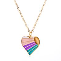 Wholesale Jewelry Dripping Oil Color Heart Pendant Necklace Nihaojewelry main image 1