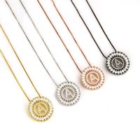 Hot Sale Micro-insert 26 English Alphabet Necklace Gold-plated Round Zircon Pendant  Wholesale Nihaojewelry sku image 1