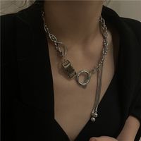 European And American Exaggerating High Quality Exaggerated Necklace Multi-layer Geometric Cross-knotted Round Beads Tank Chain Tassel Necklace For Women main image 4
