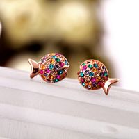 Wholesale Jewelry Small Fish Color Diamond Stud Earrings Nihaojewelry main image 2