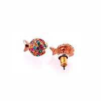 Wholesale Jewelry Small Fish Color Diamond Stud Earrings Nihaojewelry main image 4