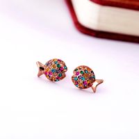 Wholesale Jewelry Small Fish Color Diamond Stud Earrings Nihaojewelry main image 5