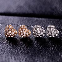 Simple Heart Inlaid Diamond Earrings Wholesale Nihaojewelry main image 1