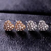 Simple Heart Inlaid Diamond Earrings Wholesale Nihaojewelry main image 2