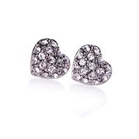 Simple Heart Inlaid Diamond Earrings Wholesale Nihaojewelry main image 5