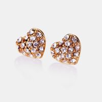 Simple Heart Inlaid Diamond Earrings Wholesale Nihaojewelry main image 6