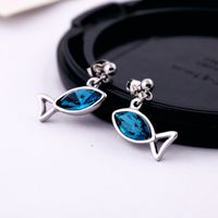Simple Fashion Color Fish Inlaid Crystal Earrings Wholesale Nihaojewelry main image 3