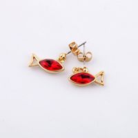 Simple Fashion Color Fish Inlaid Crystal Earrings Wholesale Nihaojewelry main image 4