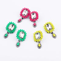 Fashion Korea Creative Fluorescent Flower Inlaid Rhinestone Earrings Wholesale Nihaojewelry main image 5