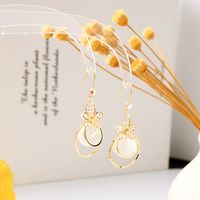 Fashion Simple Irregular Opal Inlaid Zircon Tassel Copper Earrings Wholesale Nihaojewelry main image 3