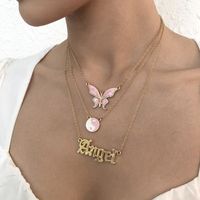 Wholesale Jewelry Multi-layer Butterfly Gossip Letter Pendant Necklace Nihaojewelry main image 3
