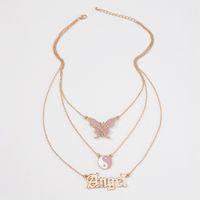 Wholesale Jewelry Multi-layer Butterfly Gossip Letter Pendant Necklace Nihaojewelry main image 5