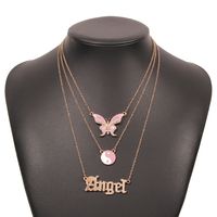 Wholesale Jewelry Multi-layer Butterfly Gossip Letter Pendant Necklace Nihaojewelry main image 6