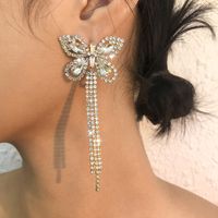 Retro Full Diamond Butterfly Tassel Earrings Wholesale Nihaojewelry main image 1
