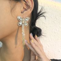 Retro Full Diamond Butterfly Tassel Earrings Wholesale Nihaojewelry main image 4