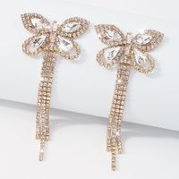 Retro Full Diamond Butterfly Tassel Earrings Wholesale Nihaojewelry main image 3