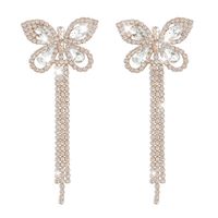 Retro Full Diamond Butterfly Tassel Earrings Wholesale Nihaojewelry main image 2