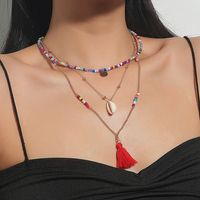 Wholesale Jewelry Retro Multi-layer Hand-woven Shell Pendant Tassel Necklace Nihaojewelry main image 1