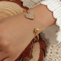 Großhandel Schmuck Voller Diamant Herzförmiges Offenes Armband Nihaojewelry main image 1