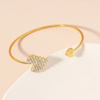 Vente En Gros Bijoux Bracelet Ouvert En Forme De Coeur Plein De Diamants Nihaojewelry main image 3