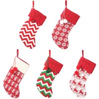 Hong Kong Love New Christmas Decorations Woolen Yarn Socks Red And White Elk Gift Bag Children Gift Bag Knitted Christmas Stockings main image 3