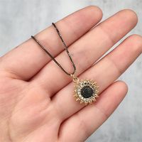 Foreign Trade Ornament European And American Ins Simple Hip Hop Sunflower Copper Diamond-studded Necklace Pendant Internet Influencer Fashionmonger Smiley Face Accessories main image 1