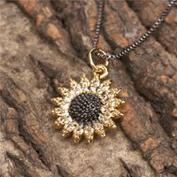 Foreign Trade Ornament European And American Ins Simple Hip Hop Sunflower Copper Diamond-studded Necklace Pendant Internet Influencer Fashionmonger Smiley Face Accessories main image 4