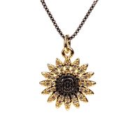 Foreign Trade Ornament European And American Ins Simple Hip Hop Sunflower Copper Diamond-studded Necklace Pendant Internet Influencer Fashionmonger Smiley Face Accessories main image 6
