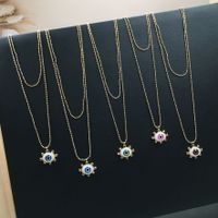 Simple Double Layer Gold-plated Beads Resin Eye Pendant Necklace Wholesale Nihaojewelry main image 1