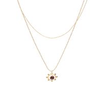 Einfache Doppelschicht Vergoldete Perlen Harz Auge Anhänger Halskette Großhandel Nihaojewelry main image 4