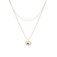Einfache Doppelschicht Vergoldete Perlen Harz Auge Anhänger Halskette Großhandel Nihaojewelry main image 3