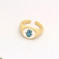 New Vintage Palm Eye Two-color Dripping Oil Opening Adjustable Ring Wholesale Nihaojewelry sku image 1