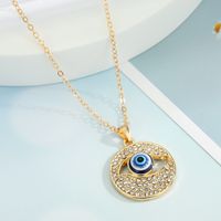 New Turkey Demon Eye Diamond Hollow Pendant Necklace Wholesale Nihaojewelry sku image 1