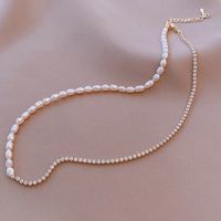 Baroque Pearl Rhinestone Chain Stitching Clavicle Chain Wholesale Nihaojewelry sku image 1