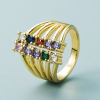 Retro Copper Gold-plated Inlaid Zircon Multi-layer Hollow Open Ring Wholesale Nihaojewelry sku image 5