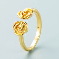 Europe And America Cross Border Copper-plated Gold Inlaid Zircon Geometric Moon Rose Flower Leopard Head Ring Hip Hop Men And Women Opening Ring sku image 2