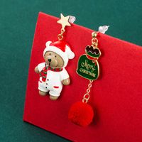 Christmas Series Alloy Resin Bear Gift Box Ball Earrings Wholesale Nihaojewelry sku image 2
