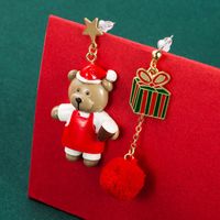 Christmas Series Alloy Resin Bear Gift Box Ball Earrings Wholesale Nihaojewelry sku image 1