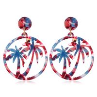 Cross-border New Arrival European And American Personalized Coconut Tree Earrings Cellulose Acetate Sheet Leopard Print Earrings Ear Studs Earrings Wholesale sku image 4