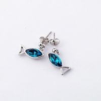 Simple Fashion Color Fish Inlaid Crystal Earrings Wholesale Nihaojewelry sku image 2