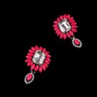 Fashion Korea Creative Fluorescent Flower Inlaid Rhinestone Earrings Wholesale Nihaojewelry sku image 1