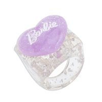Simple Candy Color Heart Letter Resin Ring Wholesale Nihaojewelry sku image 3