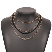 Wholesale Jewelry Multi-layer Hollow Chain Black Imitation Crystal Beaded Necklace Nihaojewelry sku image 1
