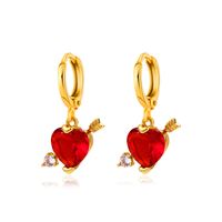 Fashion Vintage Heart Inlaid Zircon Arrow Copper Earrings Wholesale Nihaojewelry sku image 4