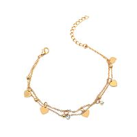 Europe And America Cross Border Double Layers Loving Heart Anklet Vintage Alloy Peach Heart Multi-layer Beach Chain Net Red Cold Wind Foot Ornaments Women sku image 3